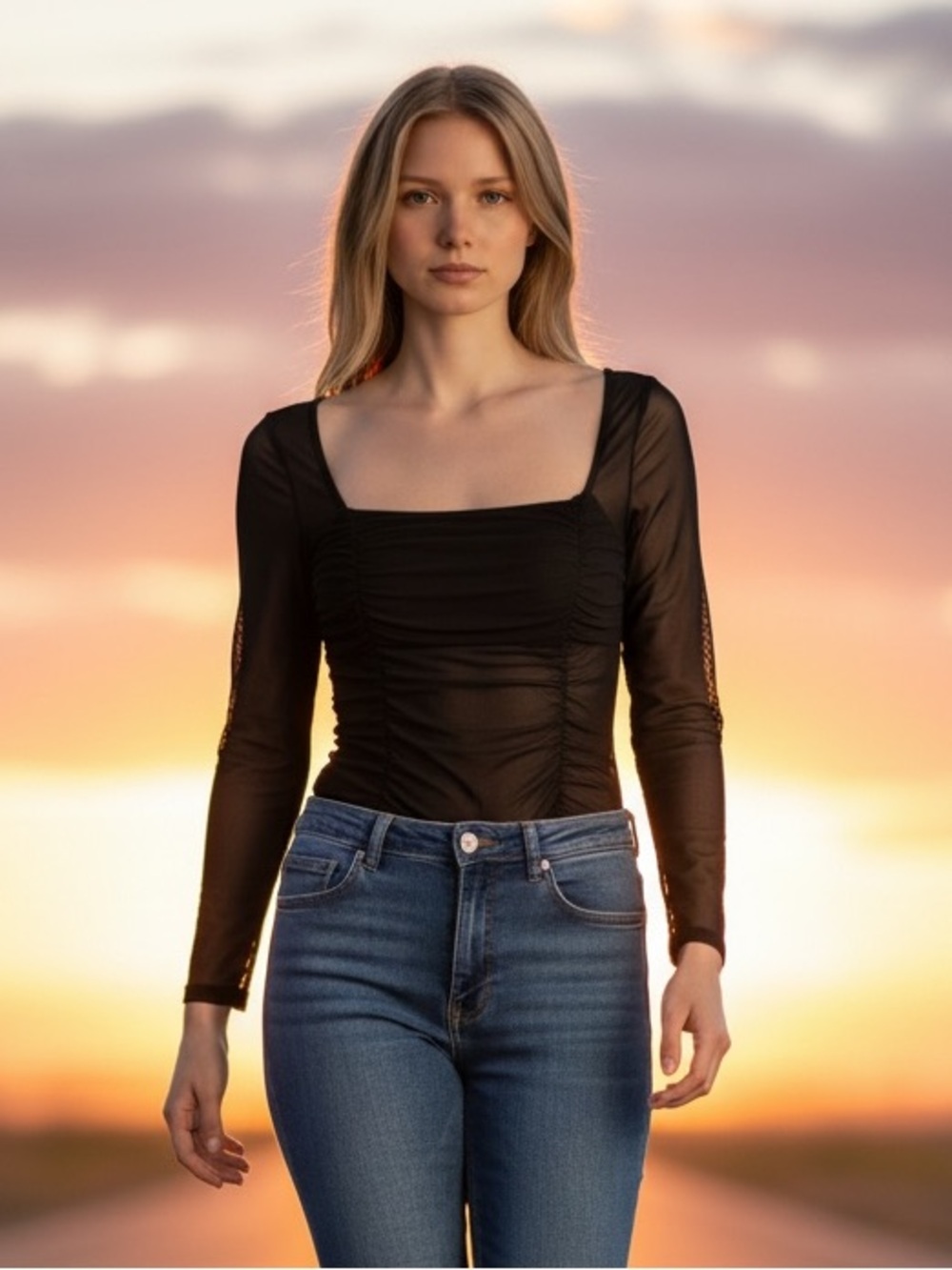 🖤Forever 21 Black Sheer Bodysuit, M - Picture 2 of 7